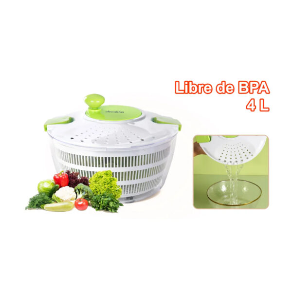Ensalada Escurridor Giratoria Decakila; Bandeja de 4l, 24.3*24.3*16.3 Cm; 550g