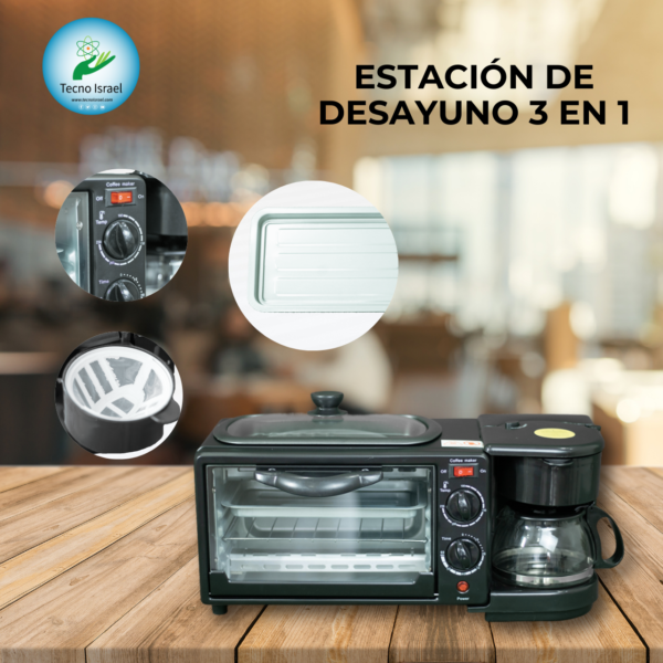 ESTACIóN DE DESAYUNO ELéCTRICA 3 EN 1 (CAFETERA, HORNO TOSTADOR Y FREIDORA) DE TAMAñO FAMILIAR