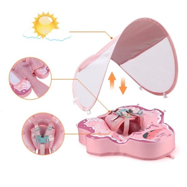 FLOTADOR PARA BEBéS DE TELA CON TECHO ROSA K7903 ÚPALE