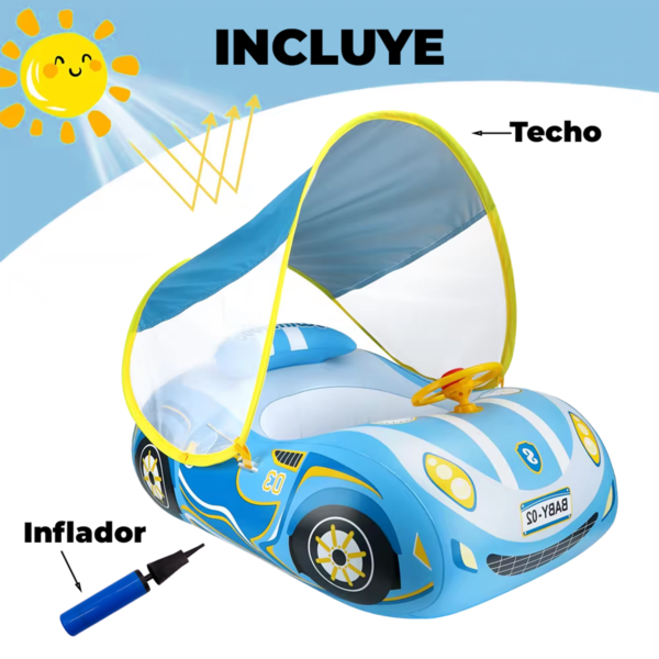 Flotador con Techo Carro Azul