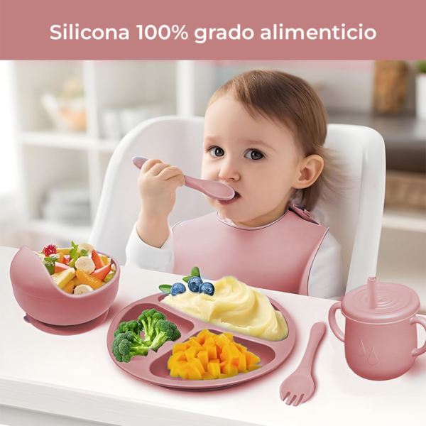 KIT DE ALIMENTACIóN PARA BEBé 6 PIEZAS ROSA PASTEL ÚPALE