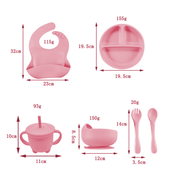 KIT DE ALIMENTACIóN PARA BEBé 6 PIEZAS ROSA PASTEL ÚPALE