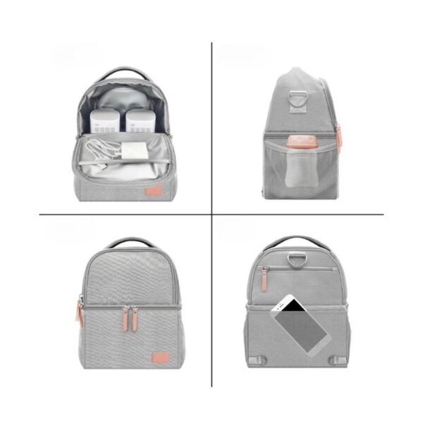 BOLSO TéRMICO PARA LECHE MATERNA GRIS + 2 PILAS HIELO