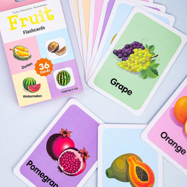 FLASHCARDS PARA NIñOS FRUTAS X 36 ÚPALE