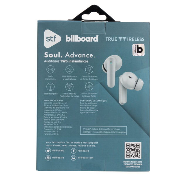 Audífonos Inalámbricos TWS Soul Advance con Cancelación de Ruido ANC Gris