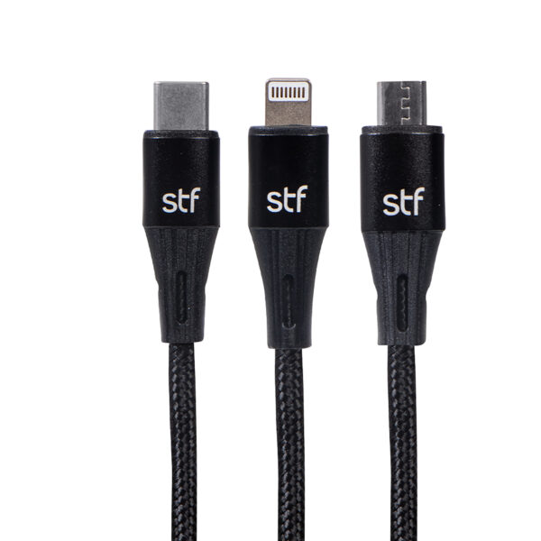 Cable 3 en 1 USB a Micro USB, Tipo C y Lightning 2A STF