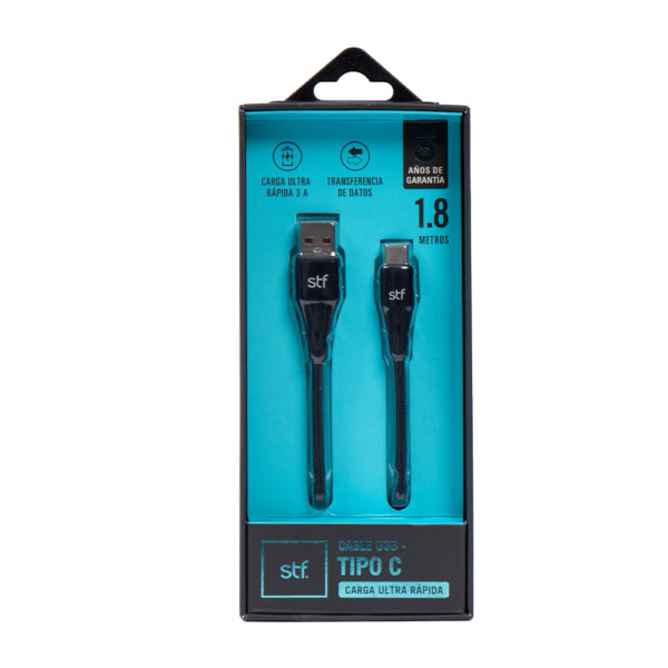 Cable USB a Tipo C Carga Ultra Rápida STF Negro