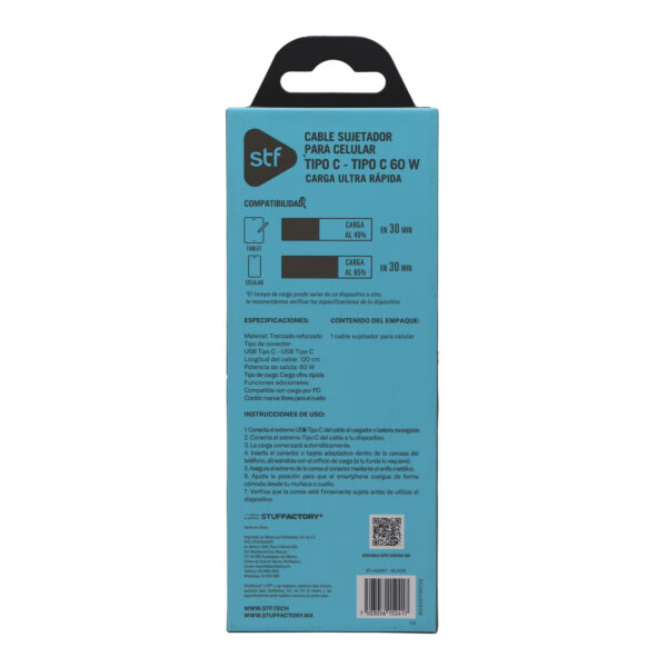 Cable Sujetador para Celular Tipo C 60W 120 cm STF