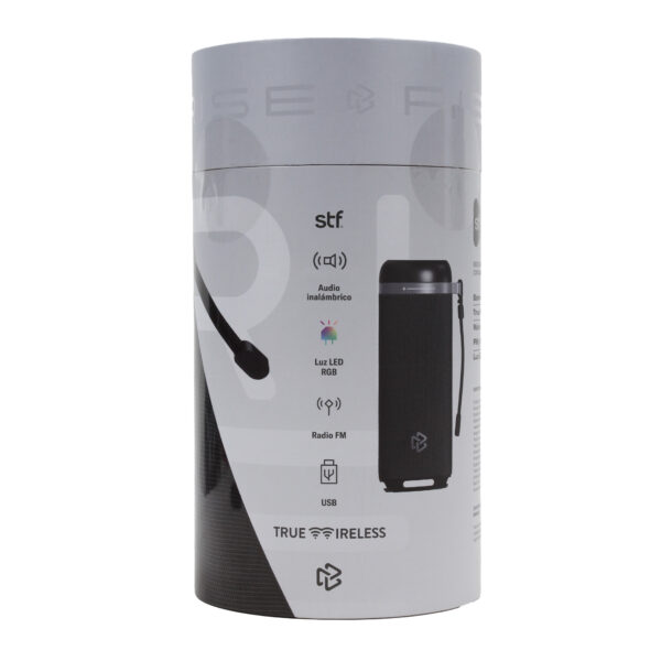 Bocina Inalámbrica Portátil Rise STF con Luz LED RGB Negra
