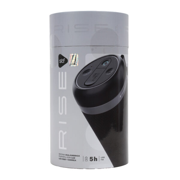 Bocina Inalámbrica Portátil Rise STF con Luz LED RGB Negra