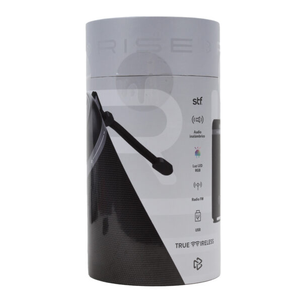 Bocina Inalámbrica Portátil Rise STF con Luz LED RGB Negra