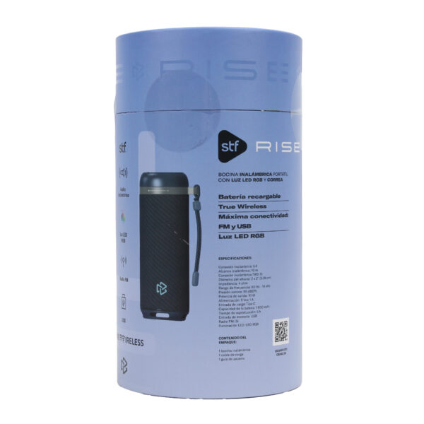 Bocina Inalámbrica Portátil Rise STF con Luz LED RGB Azul