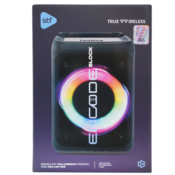 Bocina Inalámbrica Encode Block 6.5" STF con Aro LED RGB